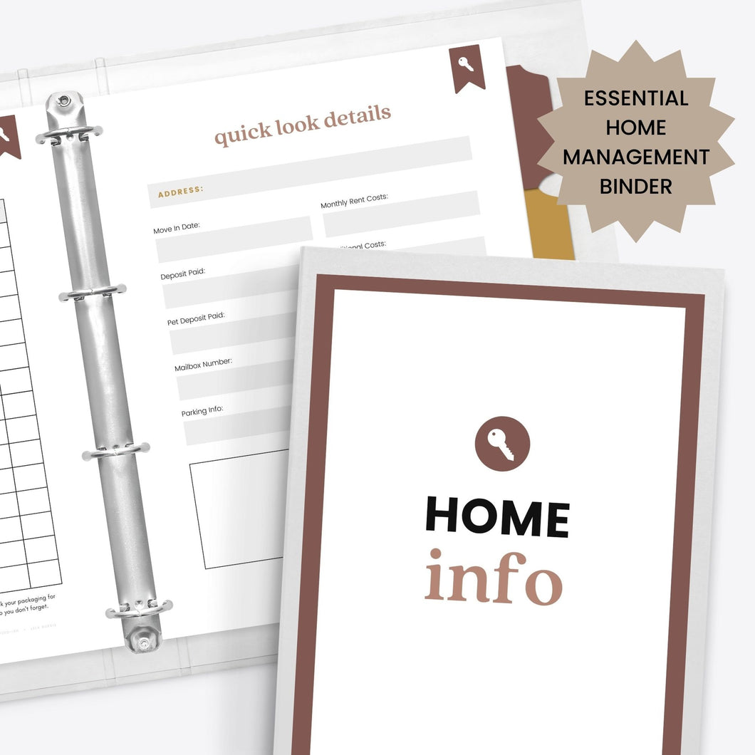 Home Management Info Planner For RENTERS