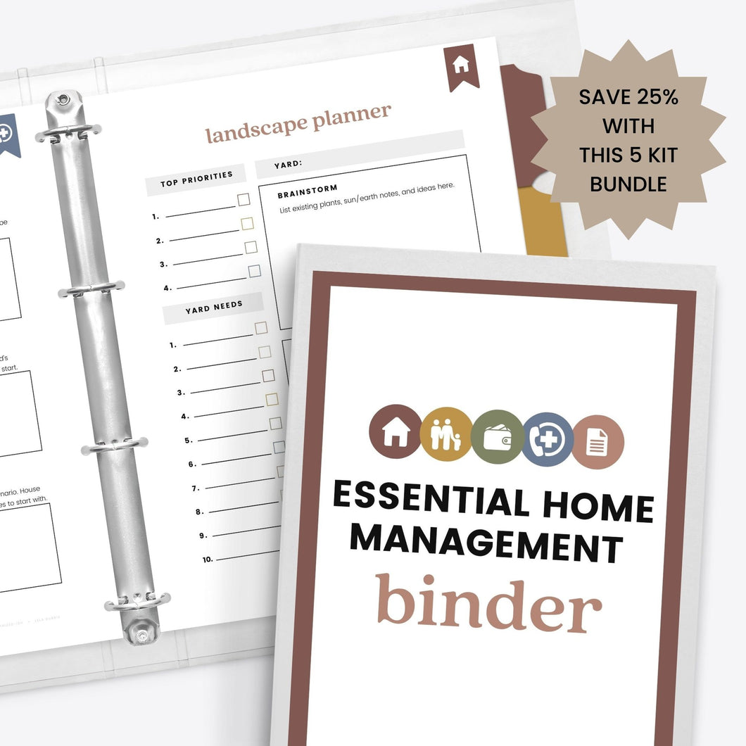 Essential Home Management Binder Starter Kit Bundle
